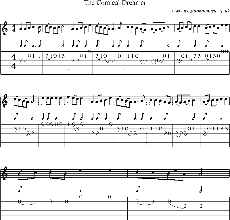 Guitar Tab and Sheet Music for The Comical Dreamer