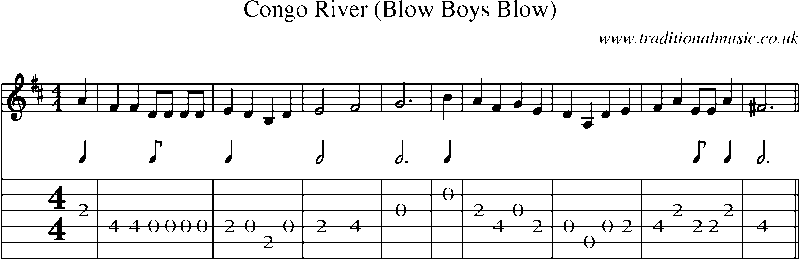 Guitar Tab and Sheet Music for Congo River (blow Boys Blow)