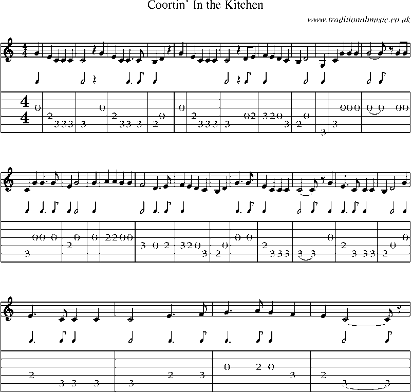 Guitar Tab and Sheet Music for Coortin' In The Kitchen