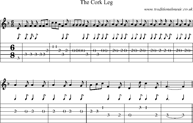Guitar Tab and Sheet Music for The Cork Leg