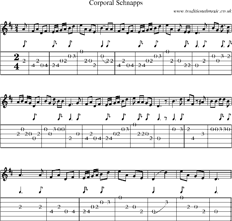 Guitar Tab and Sheet Music for Corporal Schnapps