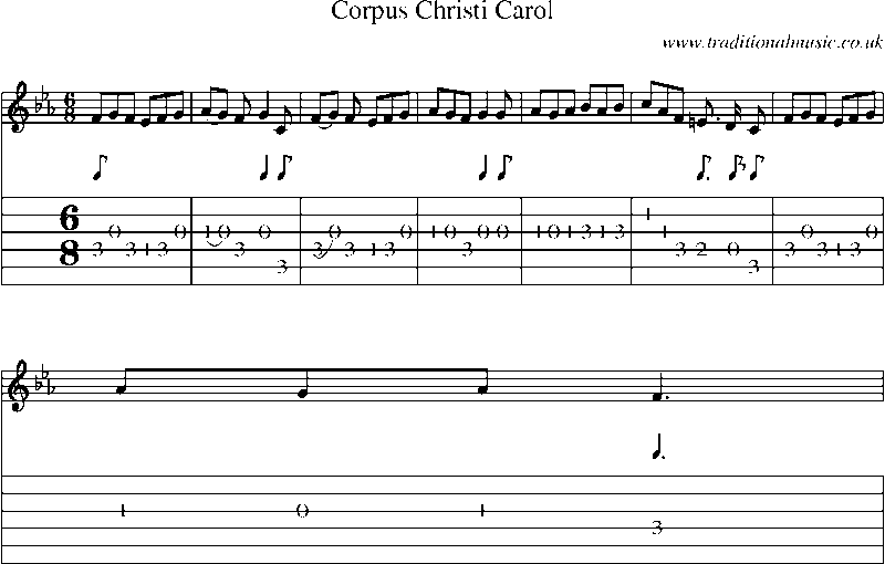 Guitar Tab and Sheet Music for Corpus Christi Carol