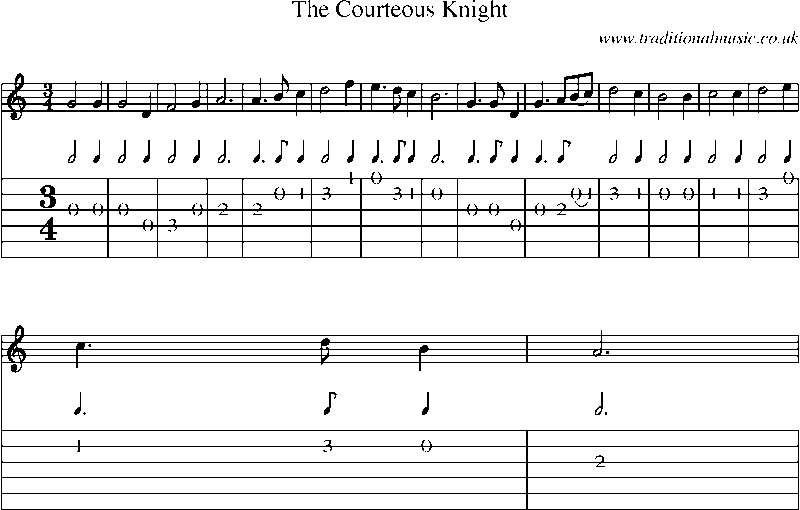 Guitar Tab and Sheet Music for The Courteous Knight