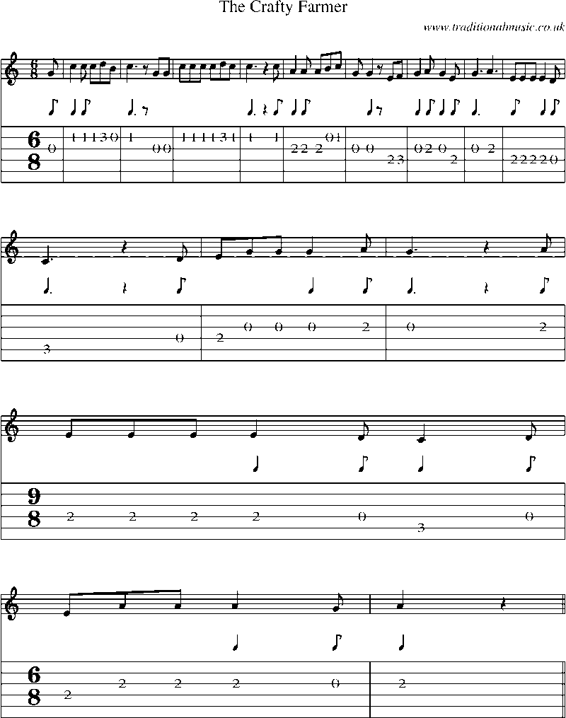Guitar Tab and Sheet Music for The Crafty Farmer