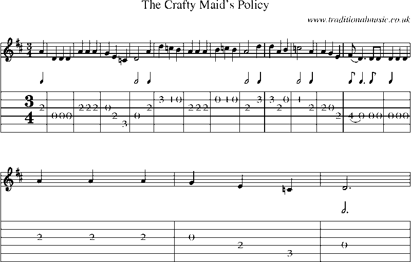 Guitar Tab and Sheet Music for The Crafty Maid's Policy