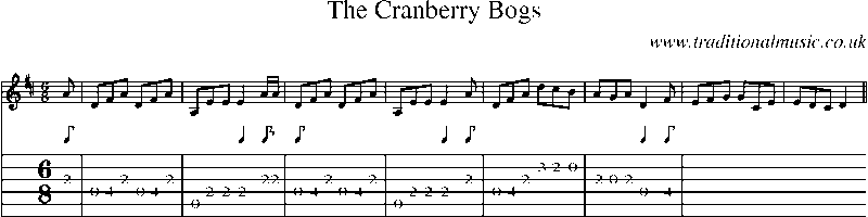 Guitar Tab and Sheet Music for The Cranberry Bogs