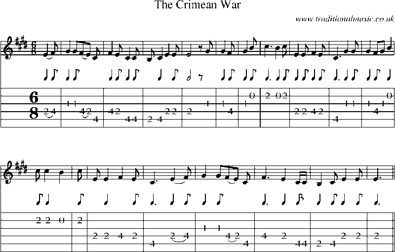 Guitar Tab and Sheet Music for The Crimean War