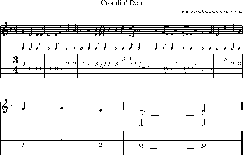 Guitar Tab and Sheet Music for Croodin' Doo