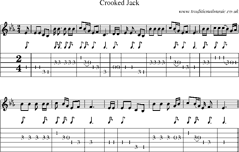 Guitar Tab and Sheet Music for Crooked Jack