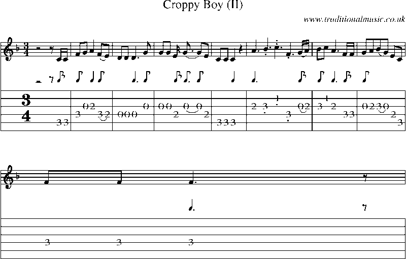 Guitar Tab and Sheet Music for Croppy Boy (ii)