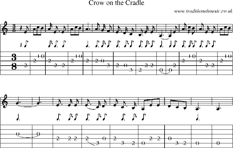 Guitar Tab and Sheet Music for Crow On The Cradle