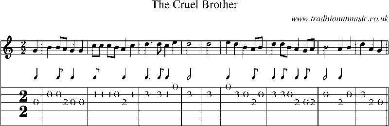 Guitar Tab and Sheet Music for The Cruel Brother(1)