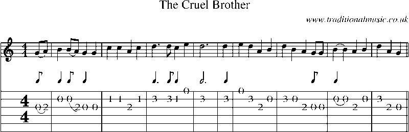 Guitar Tab and Sheet Music for The Cruel Brother(2)