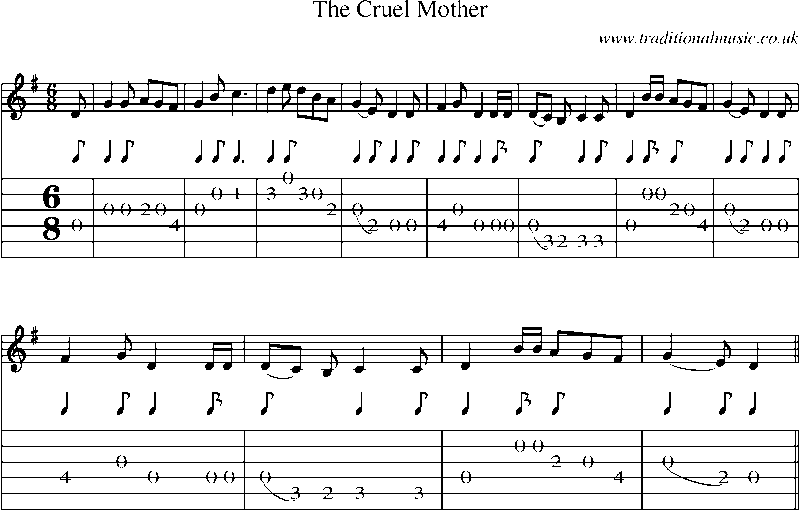 Guitar Tab and Sheet Music for The Cruel Mother