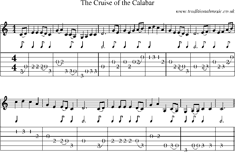 Guitar Tab and Sheet Music for The Cruise Of The Calabar