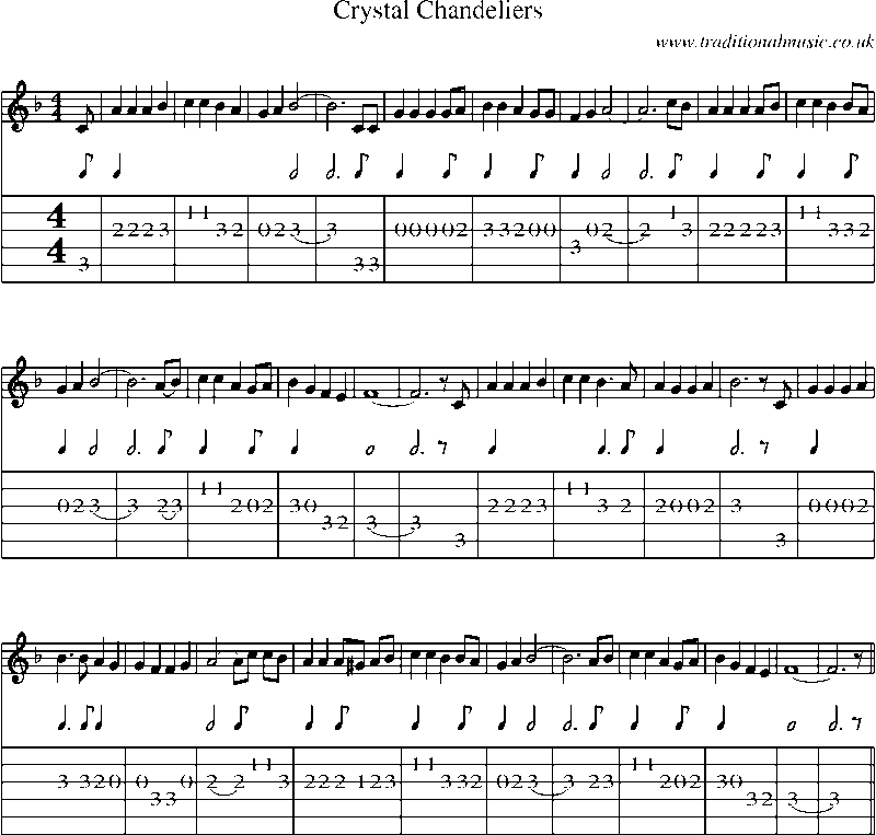 Guitar Tab and Sheet Music for Crystal Chandeliers