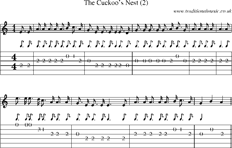 Guitar Tab and Sheet Music for The Cuckoo's Nest(2)