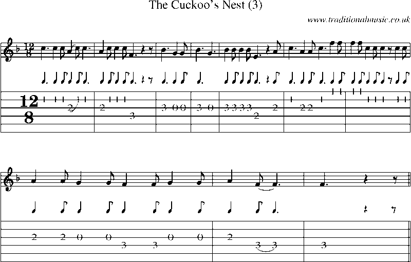 Guitar Tab and Sheet Music for The Cuckoo's Nest(3)