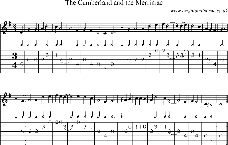 Guitar Tab and Sheet Music for The Cumberland And The Merrimac