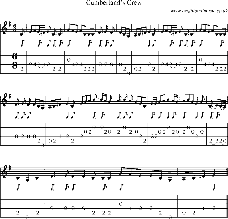 Guitar Tab and Sheet Music for Cumberland's Crew