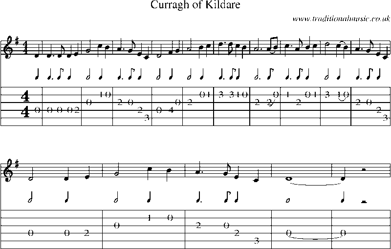 Guitar Tab and Sheet Music for Curragh Of Kildare