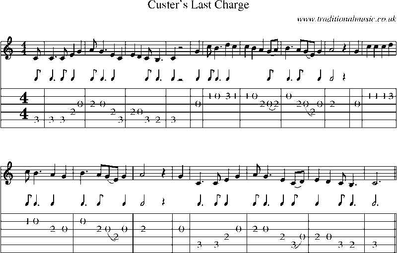 Guitar Tab and Sheet Music for Custer's Last Charge