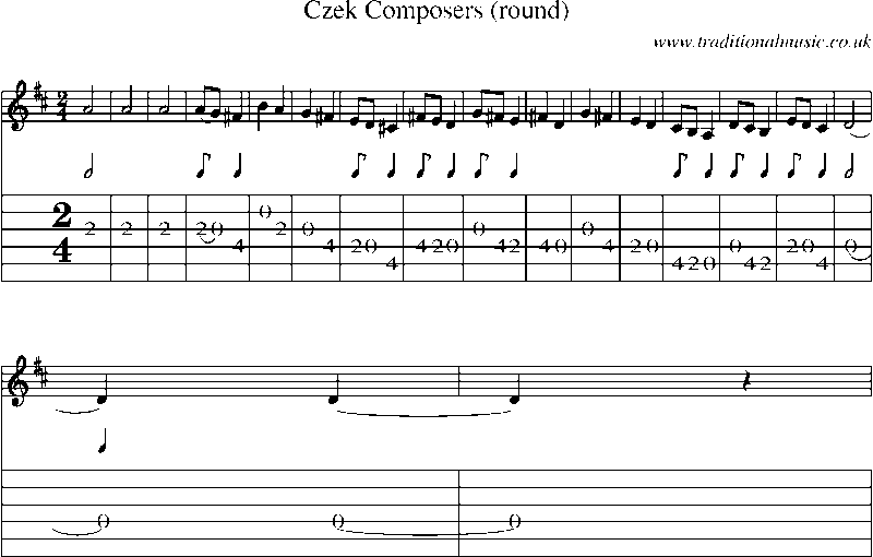 Guitar Tab and Sheet Music for Czek Composers (round)
