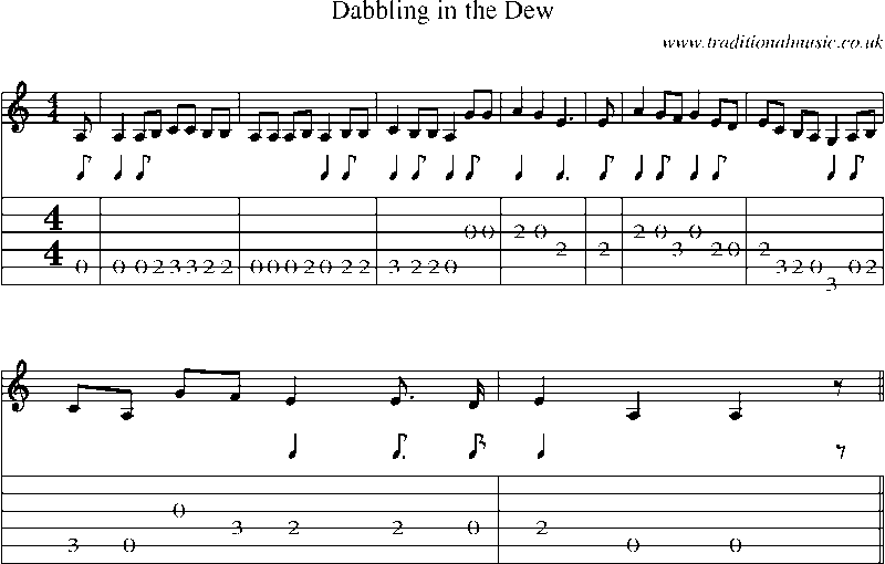 Guitar Tab and Sheet Music for Dabbling In The Dew