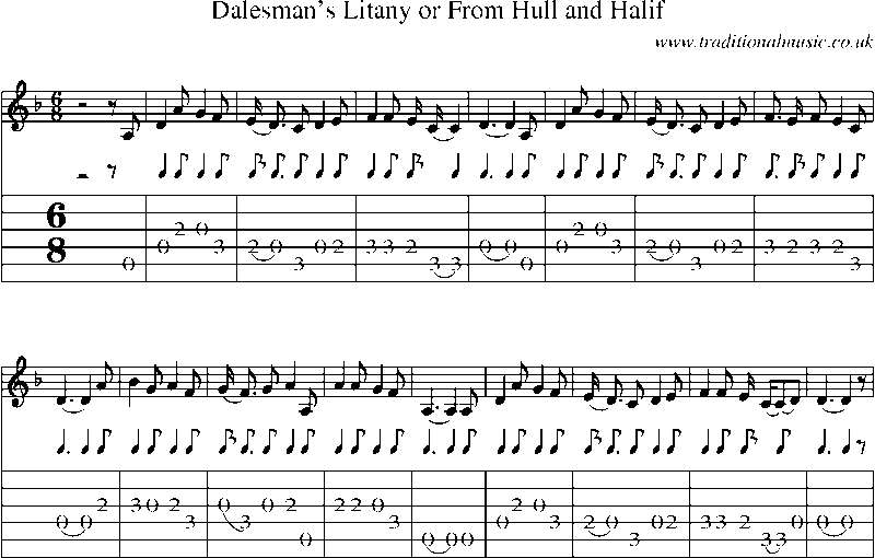 Guitar Tab and Sheet Music for Dalesman's Litany Or From Hull And Halif