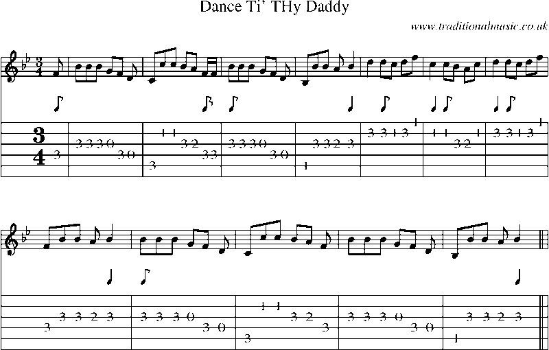Guitar Tab and Sheet Music for Dance Ti' Thy Daddy
