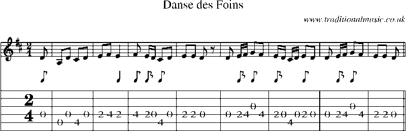 Guitar Tab and Sheet Music for Danse Des Foins