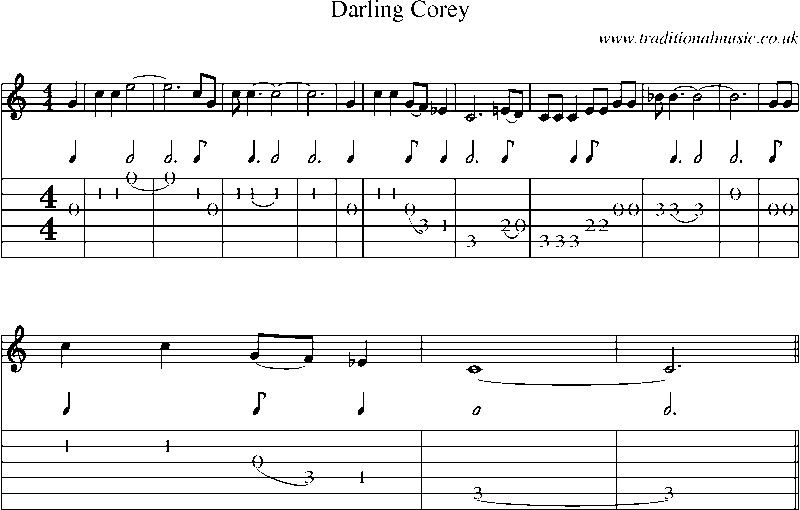 Guitar Tab and Sheet Music for Darling Corey