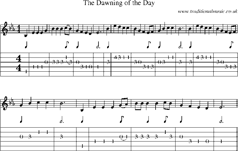Guitar Tab and Sheet Music for The Dawning Of The Day