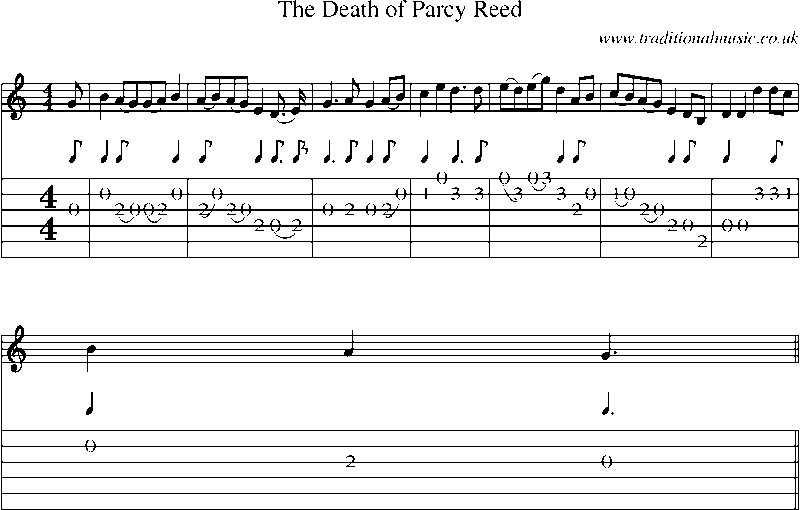 Guitar Tab and Sheet Music for The Death Of Parcy Reed