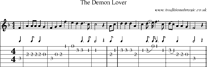 Guitar Tab and Sheet Music for The Demon Lover