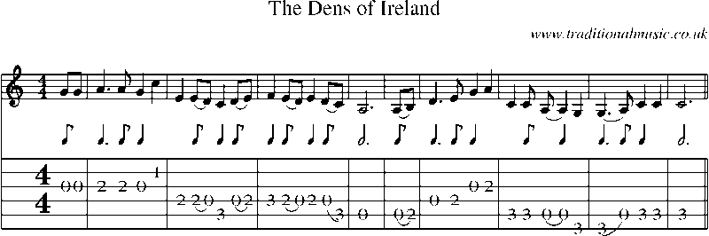 Guitar Tab and Sheet Music for The Dens Of Ireland