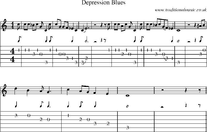 Guitar Tab and Sheet Music for Depression Blues