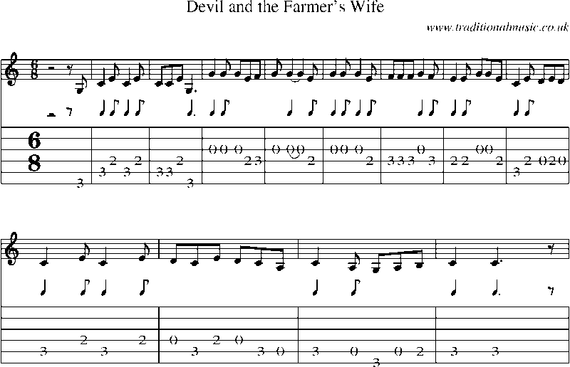 Guitar Tab and Sheet Music for Devil And The Farmer's Wife