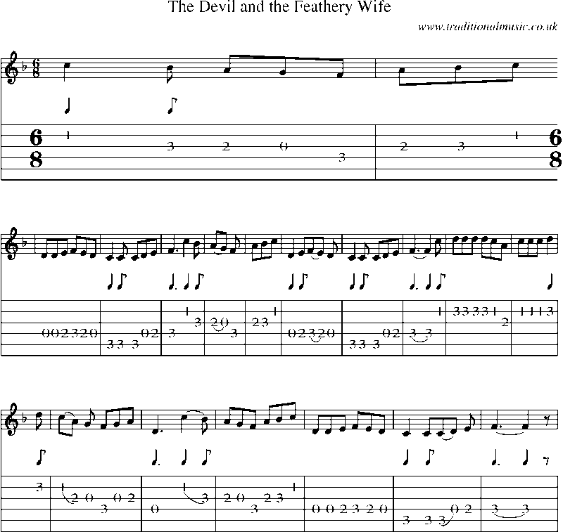 Guitar Tab and Sheet Music for The Devil And The Feathery Wife