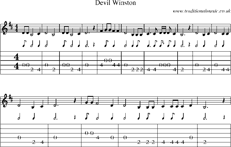 Guitar Tab and Sheet Music for Devil Winston