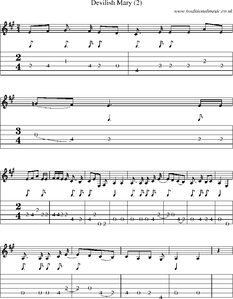 Guitar Tab and Sheet Music for Devilish Mary (2)