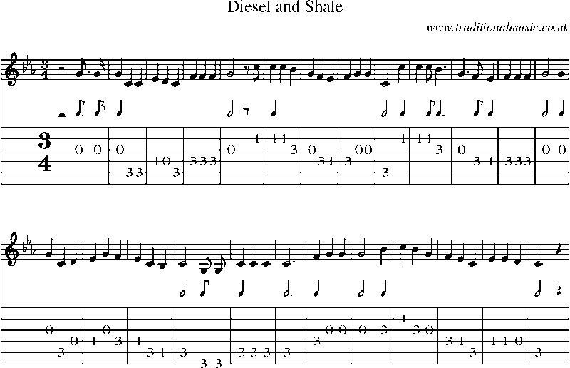 Guitar Tab and Sheet Music for Diesel And Shale