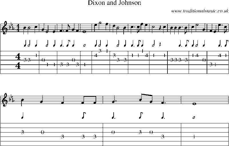 Guitar Tab and Sheet Music for Dixon And Johnson(1)
