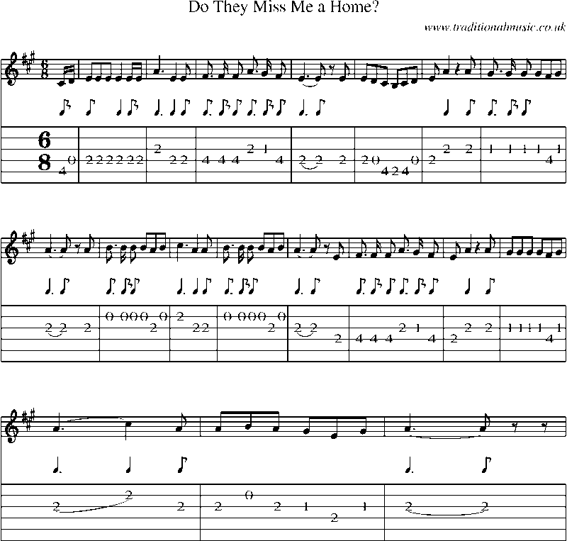 Guitar Tab and Sheet Music for Do They Miss Me A Home?