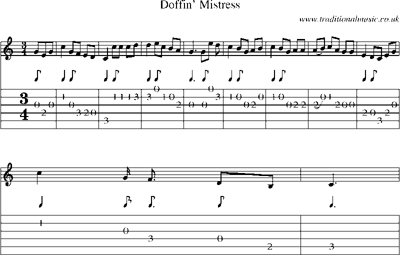 Guitar Tab and Sheet Music for Doffin' Mistress