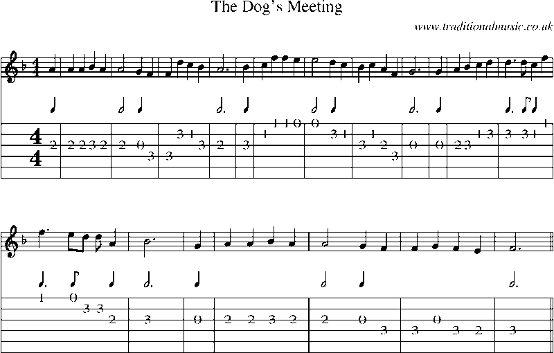 Guitar Tab and Sheet Music for The Dog's Meeting