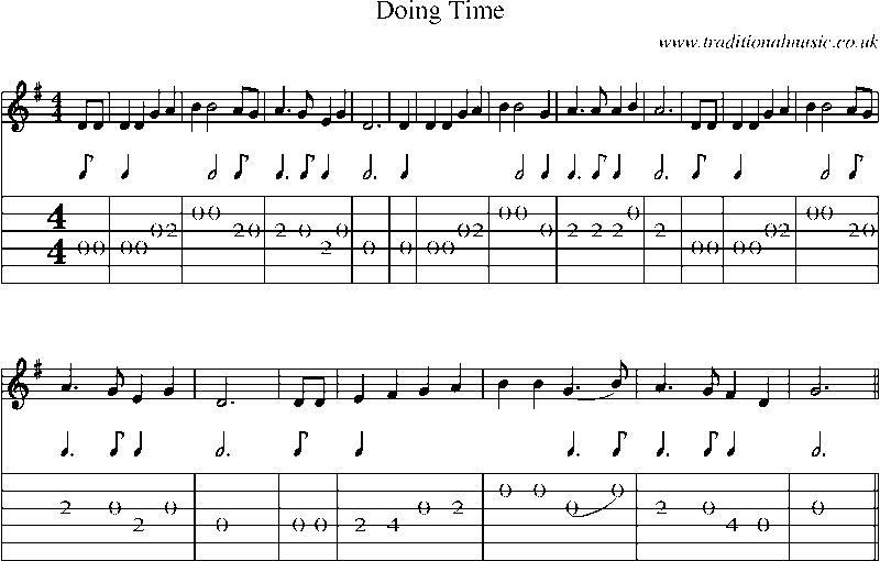 Guitar Tab and Sheet Music for Doing Time
