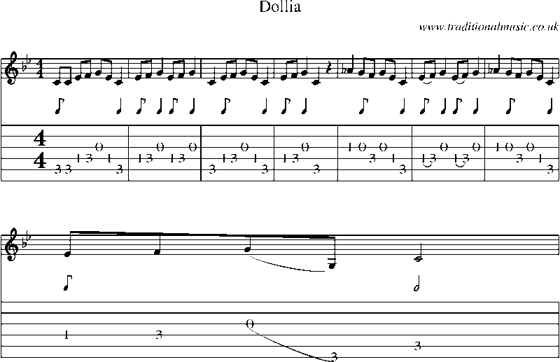 Guitar Tab and Sheet Music for Dollia(1)
