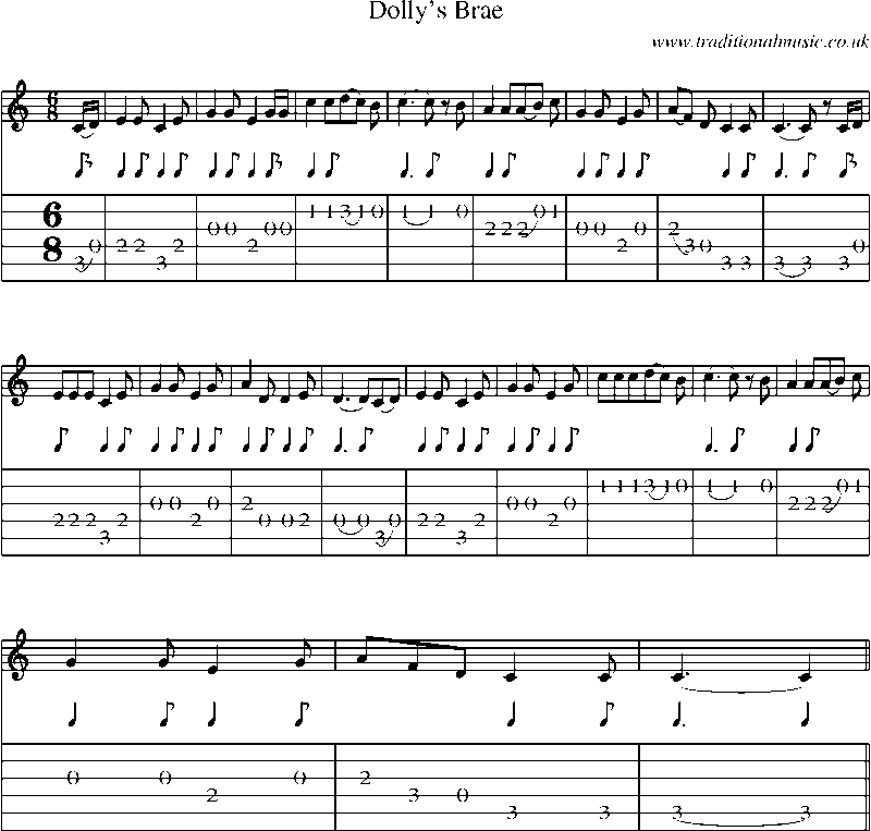 Guitar Tab and Sheet Music for Dolly's Brae