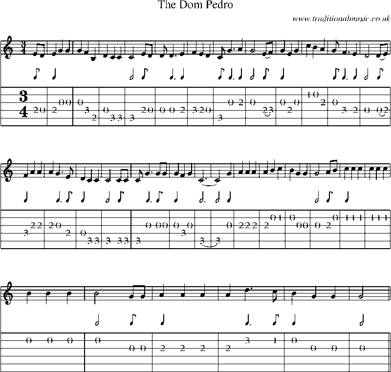 Guitar Tab and Sheet Music for The Dom Pedro